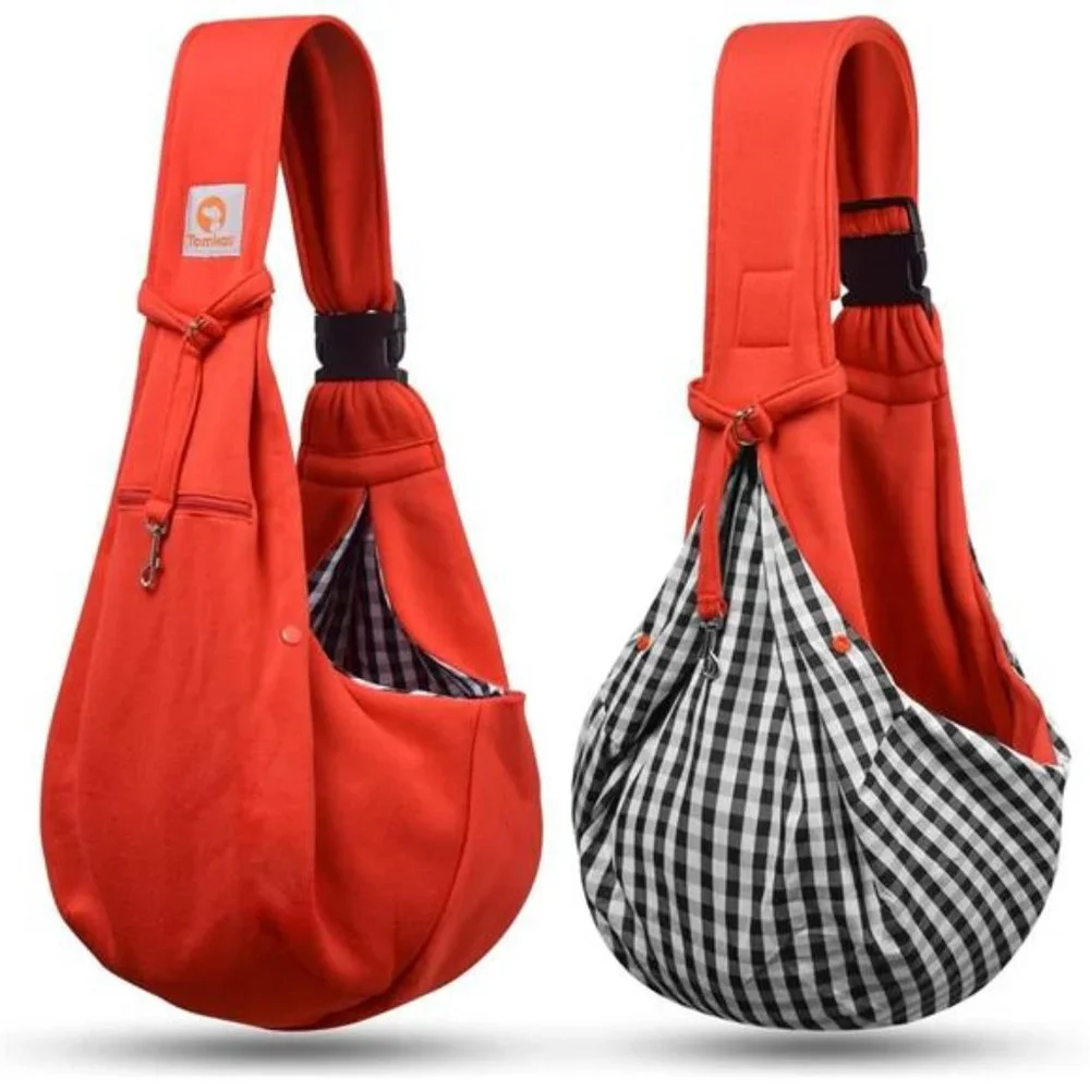 Dog Carrier Sling with Adjustable Buckle Strap & Zip Pocket & Snap Closure